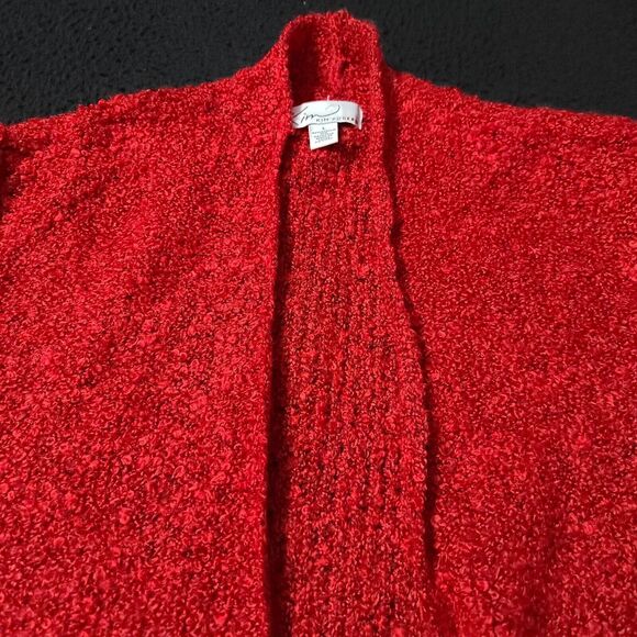 Kim Rogers Womens Sweater Red Size Large Acrylic Blend Long Sleeve Open - Picture 10 of 12